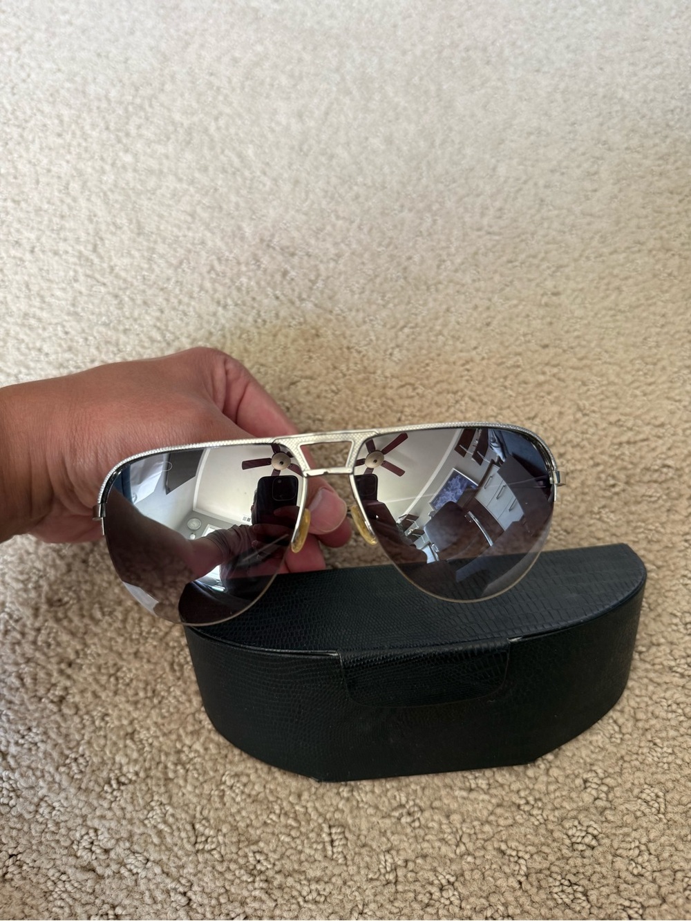 Barton Perreira Eyston Aviator Sunglasses Silver Smokey Gradient 62mm